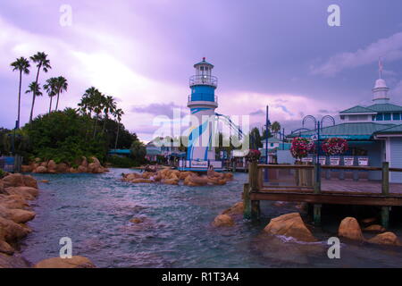 Orlando, Florida. September 09, 2018 Panorama Leuchtturm Seaworld. Stockfoto
