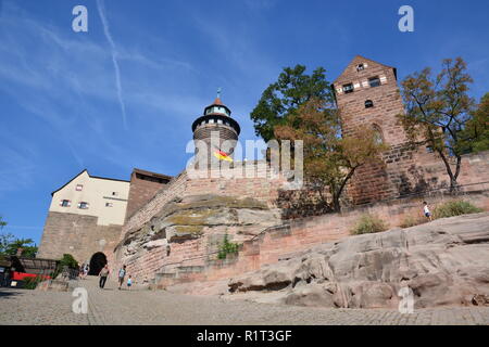 Blick auf die Kaiserburg in der Stadt Nürnberg, Bayern, Deutschland Stockfoto