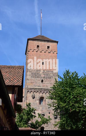 Blick auf die Kaiserburg in der Stadt Nürnberg, Bayern, Deutschland Stockfoto