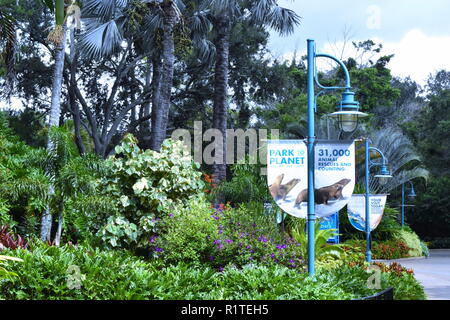 Orlando, Florida. September 29, 2018. 31.000 Tier rettet Zeichen in Seaworld Theme Park. Stockfoto