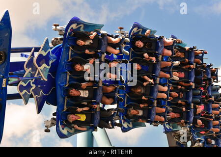 Orlando, Florida. September 29, 2018. Amazing Manta Achterbahn in Seaworld Theme Park. Stockfoto