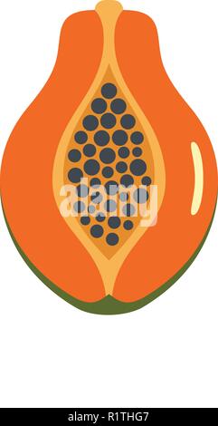Papaya Symbol. Flache Abbildung: papaya Vektor Symbol auf weißem Hintergrund Stock Vektor