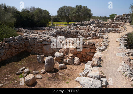 Der Bronge AgeTalaiotic Website unter Capocorb Vell, Llucmajor, Mallorca, Balearen, Spanien. Stockfoto