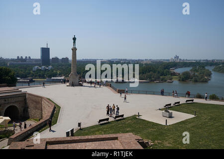 Die Victor (Pobednik) Denkmal, Belgrader Festung Kalemegdan Park, Belgrad, Serbien. Stockfoto