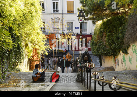 Rue du Calvaire - Montmartre - Paris - Frankreich Stockfoto