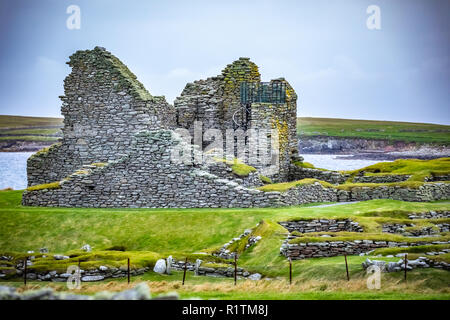 Schottland, Shetland Inseln, jarlshof ist die beste bekannte prähistorische Ausgrabungsstätte in der Shetlandinseln, Schottland. Es liegt in der Nähe der Südspitze der Sie Stockfoto