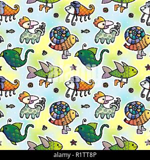 Cartoon Tiere. Kinder Tapete. Mythische Tiere. Stock Vektor