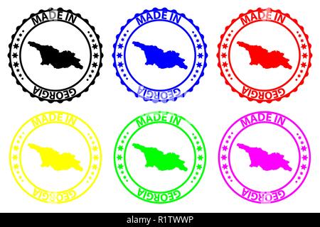 In Georgien - Stempel - Vektor, Georgien Karte Muster - Schwarz, Blau, Grün, Gelb, Lila und Rot Stock Vektor