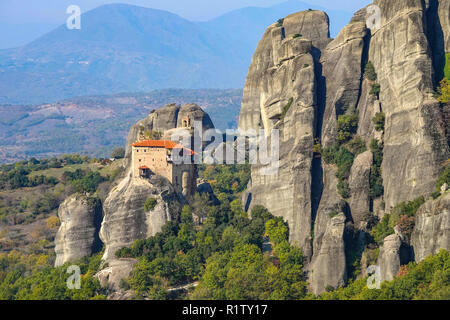 Agios Nikolaos-Kloster, Meteora, UNESCO-Weltkulturerbe, Konglomerat Türme und Klöster, Griechenland Stockfoto