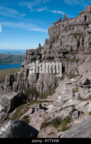 Blick nach Westen von Stac Pollaidh auf die Summer Isles, Schottland Stockfoto