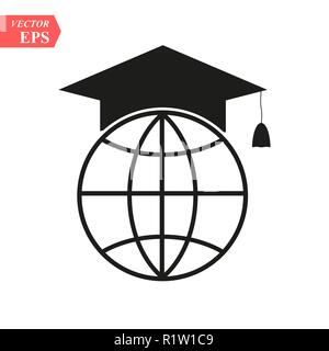 Die Skalenhaube und Globussymbol. Bildung Symbol. Flache Vector EPS 10. Stock Vektor