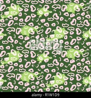Leopard Muster design Grüne stellen abstrakte Nahtlose drucken Vektor. Stock Vektor
