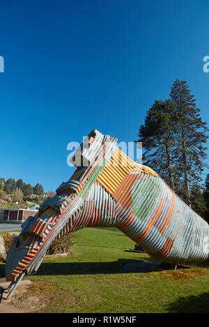 Gumboot Statue (nach Künstler Jeff Thompson), Taihape, Rangitikei, North Island, Neuseeland Stockfoto