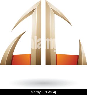 Vector Illustration von Beige und Orange Pfeilförmigen A und C Buchstaben isoliert auf weißem Hintergrund Stock Vektor