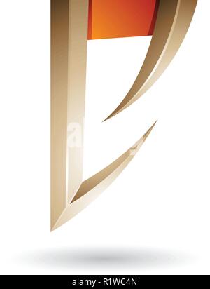 Vector Illustration von Beige und Orange Pfeil geformten Buchstaben E isoliert auf weißem Hintergrund Stock Vektor