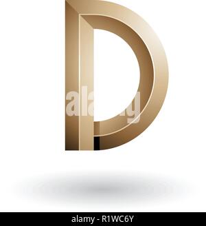Vector Abbildung: Beige glänzend und Fett geometrischen 3D-Buchstaben D isoliert auf weißem Hintergrund Stock Vektor