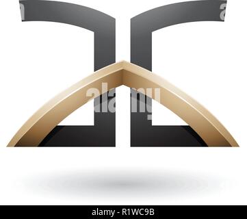 Vector Abbildung: Schwarz und Beige überbrückt Buchstaben von A und G isoliert auf weißem Hintergrund Stock Vektor