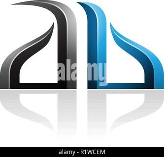 Vector Illustration von schwarzen und blauen Bogen - wie Schriftprägung der A- und B-isoliert auf weißem Hintergrund Stock Vektor