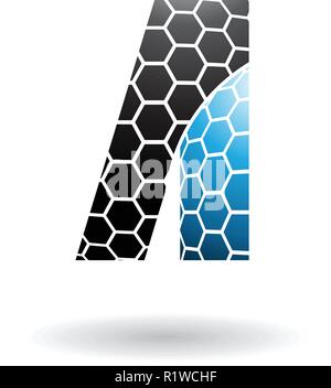 Vector Illustration von Schwarz und Blau A mit Wabenmuster isoliert auf weißem Hintergrund Stock Vektor
