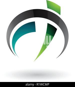 Vector Illustration von Schwarz und Grün Auto Gauge geformten Buchstaben F und T isoliert auf weißem Hintergrund Stock Vektor