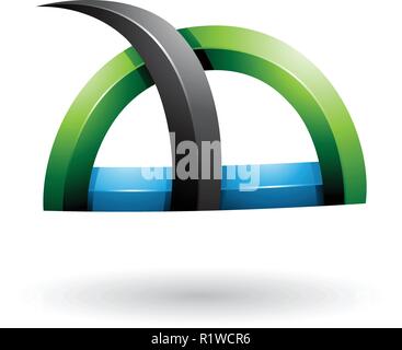 Vector Abbildung: Schwarz und Grün glänzende Gras wie Spiky Form isoliert auf weißem Hintergrund Stock Vektor