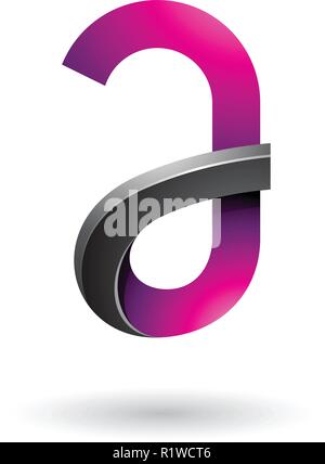 Vector Abbildung: Schwarz und Magenta Bold Curvy Brief einer isoliert auf weißem Hintergrund Stock Vektor