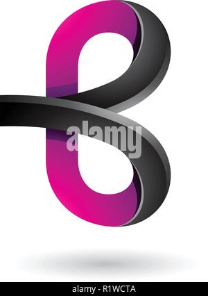 Vector Abbildung: Schwarz und Magenta kühn geschwungenen Buchstaben B isoliert auf weißem Hintergrund Stock Vektor