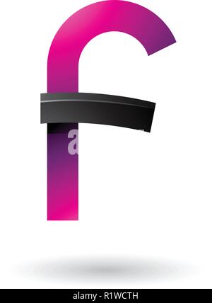 Vector Abbildung: Schwarz und Magenta kühn geschwungenen Buchstaben F isoliert auf weißem Hintergrund Stock Vektor