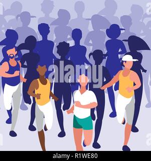 Männer, Design, Schulung fitness gesunder Lebensstil Ausübung sport und Marathon Thema Vector Illustration Stock Vektor