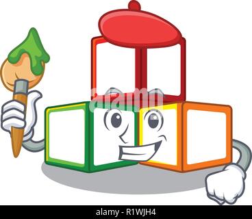 Artist helle Spielzeug block Ziegel auf Cartoon Stock Vektor