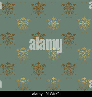 Wand Barock Textur mit goldenen Elemente auf der cyanfarbenen Hintergrund Stockfoto