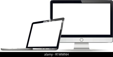 Leer Computer Display mit Laptop isoliert Stock Vektor