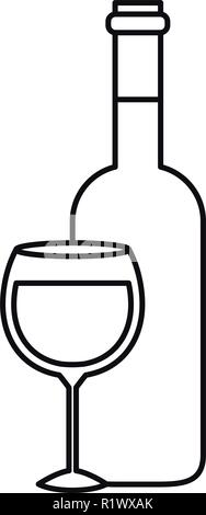 Wein Flasche mit Glas isoliert Symbol Stock Vektor