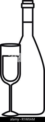 Wein Flasche mit Glas isoliert Symbol Stock Vektor