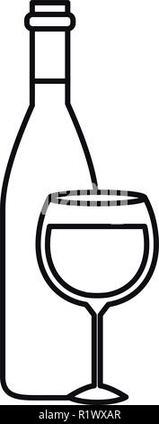 Wein Flasche mit Glas isoliert Symbol Stock Vektor