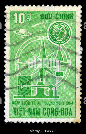 Briefmarke aus Südvietnam in der 4. Welt Meteorologische Tag Serie in 1964 Stockfoto