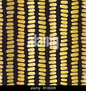 Goldfolie senkrechte Striche nahtlose Vektor Muster. Horizontale goldene Striche in vertikalen Linien auf schwarzem Hintergrund. Für digitale Papier, Banner, Einladung zur Party, Geburtstagsfeier, Silvester, Weihnachten Stock Vektor