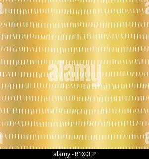 Gold Folie Streifen nahtlose Vektor Muster. Vertikale weiße Striche in horizontalen Zeilen auf goldenem Hintergrund. Elegantes Design für digitale Papier, Web Banner, Hochzeit, Party, Geburtstagsfeier einladen Stock Vektor