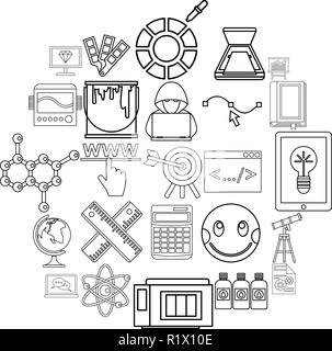 Studie Icons Set, Umriss-Stil Stock Vektor