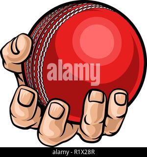 Hand Holding Cricketball Stock Vektor