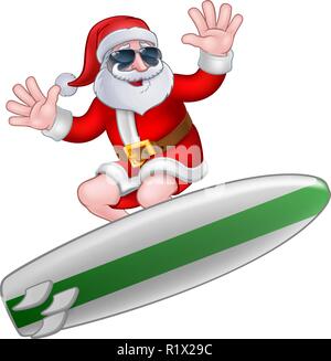 Coole Weihnachten Santa in den Farben Surfen Stock Vektor