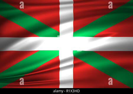 Baskenland 3D wehende Flagge Abbildung. Textur kann als Hintergrund verwendet werden. Stockfoto
