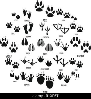 Tier footprint Symbole gesetzt. Einfache Abbildung: 25 Tier footprint Vector Icons für Web Stock Vektor