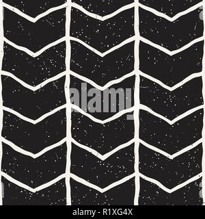 Einfache Tinte geometrische Muster. Einfarbig Schwarz und Weiß Anschläge Hintergrund. Hand Tinte Textur gezeichnet Stock Vektor