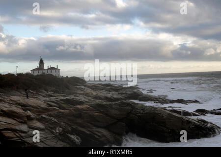 Blick auf beavertail Leuchtturm auf Jamestown in Rhode Island Stockfoto