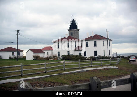 Beavertail Leuchtturm auf Jameestown in Rhode Island Stockfoto