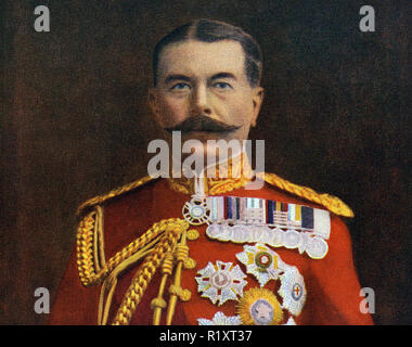 HERBERT KITCHENER, 1. EARL KITCHENER (1850-1916) britischer Offizier in voller Uniform über 1914 Stockfoto