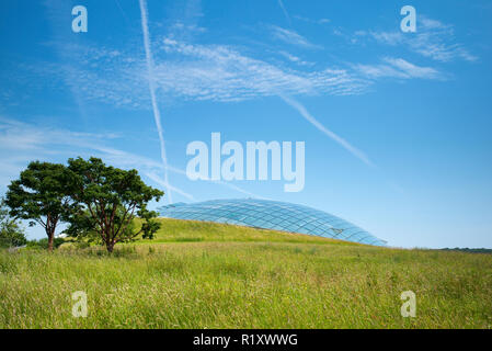 Dome Glas dach der Großen Gewächshaus des Nationalen Botanischen Garten von Wales, in Carmarthenshire, Großbritannien Stockfoto