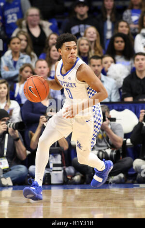 Lexington, Kentucky, USA. 14 Nov, 2018. Die Kentucky Quade Grün den Ball dribbelt während ein NCAA Basketball Spiel zwischen den Kentucky Wildkatzen und der North Dakota Kampf gegen die Falken an der Rupp Arena in Lexington, Kentucky. Kevin Schultz/CSM/Alamy leben Nachrichten Stockfoto