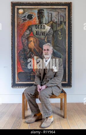 Edinburgh, Großbritannien. 15. Nov 2018. In diesem Winter eine Ausstellung von neuen Gemälde, Zeichnungen und Drucke durch eine von Schottlands berühmtesten Künstler, John Byrne RSA, zu sehen in der Galerie. Byrne's eigenwilligen Stil hat ihn in den letzten Jahren erhebliche Bekanntheit gebracht. Titel Rogues' Gallery präsentiert die Ausstellung eine Besetzung von Motley Zeichen, aus Erinnerungen von Byrne's Kindheit aufgewachsen in Paisley mit seinem riesigen Phantasie kombiniert. Die Ausstellung wird am 17. November 2018 Credit: Rich Dyson/Alamy leben Nachrichten Stockfoto